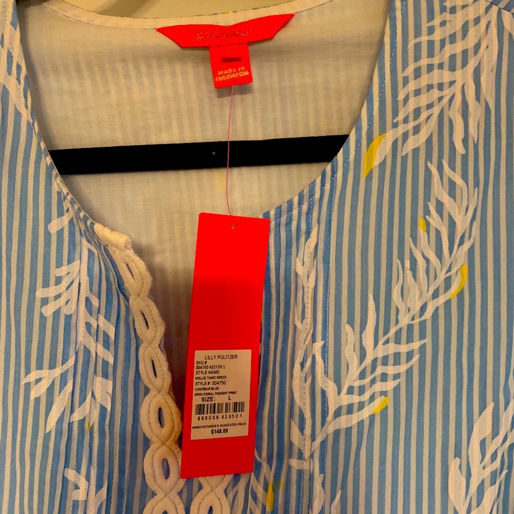 Lily Pulitzer NWT Size L dress blue/ white